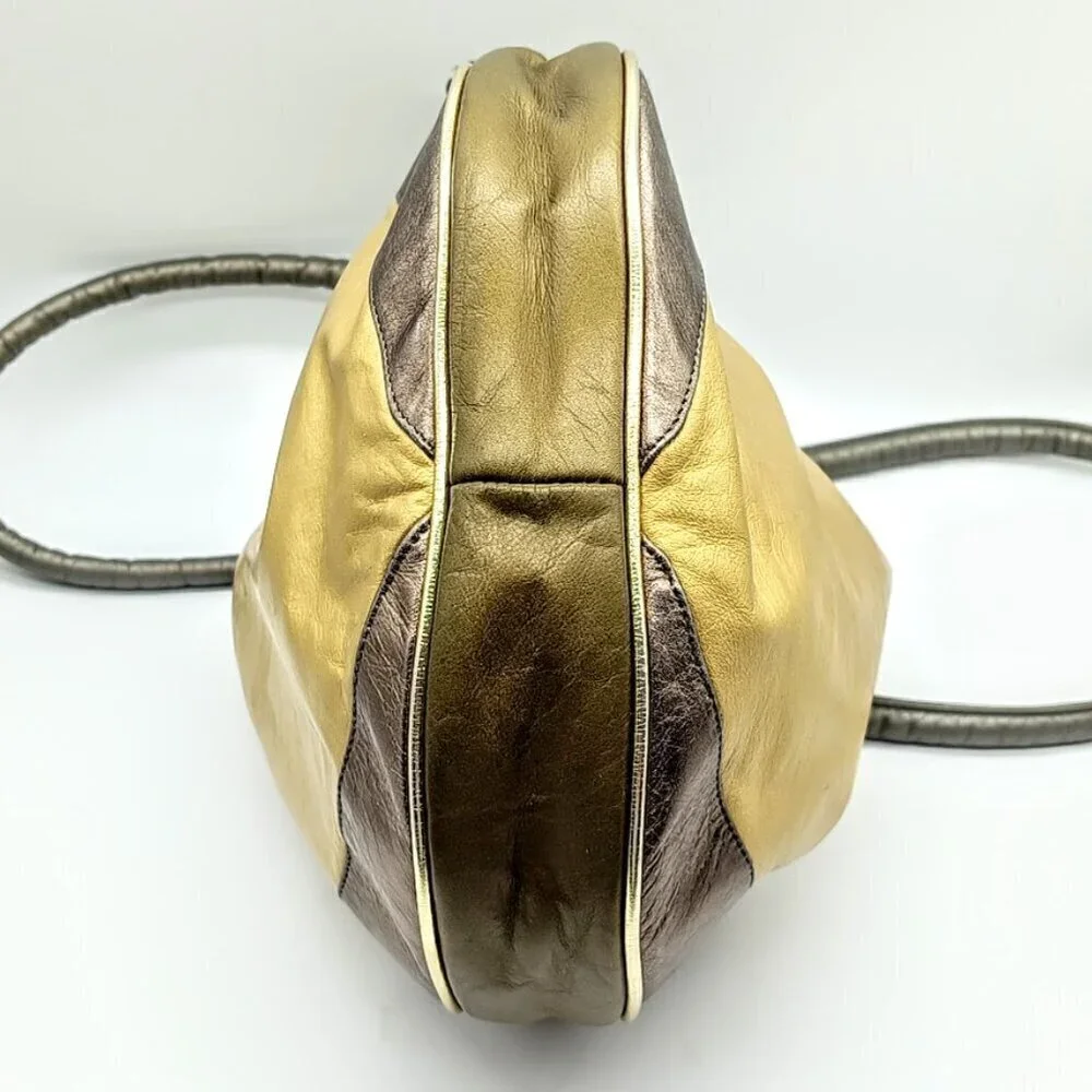 Vintage Judi Simon USA Tri-Color Metallic Leather Hobo Bag